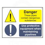 "2 Message Sign  Danger… & Use  protective equipment" Sign 450 x 600mm
